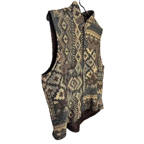 VTG Rough Rider by Circle T Western Tapestry Vest Size XL Southwestern 90s USA - Picture 3 of 10
